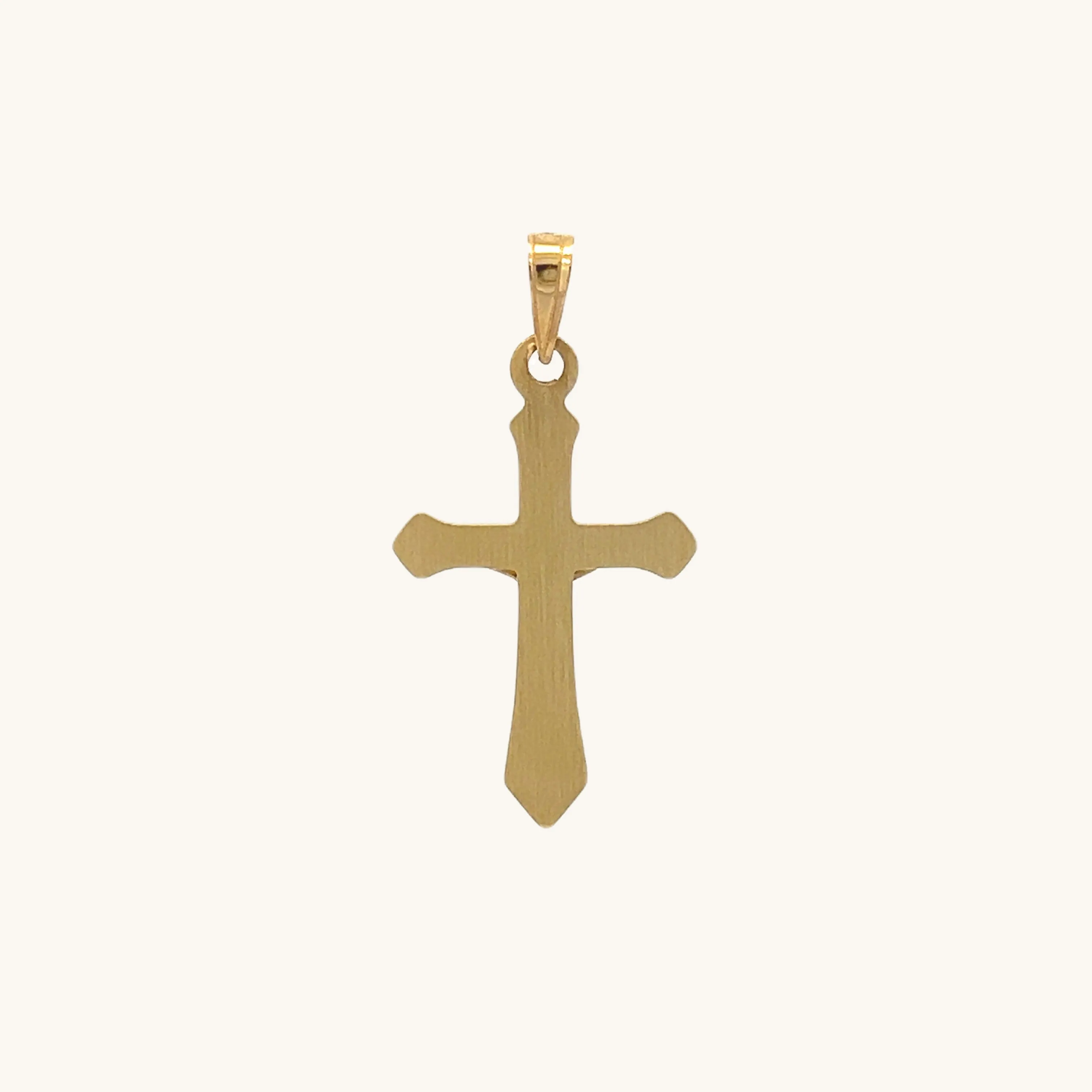 14K YELLOW GOLD ANGLED INRI CRUCIFIX PENDANT