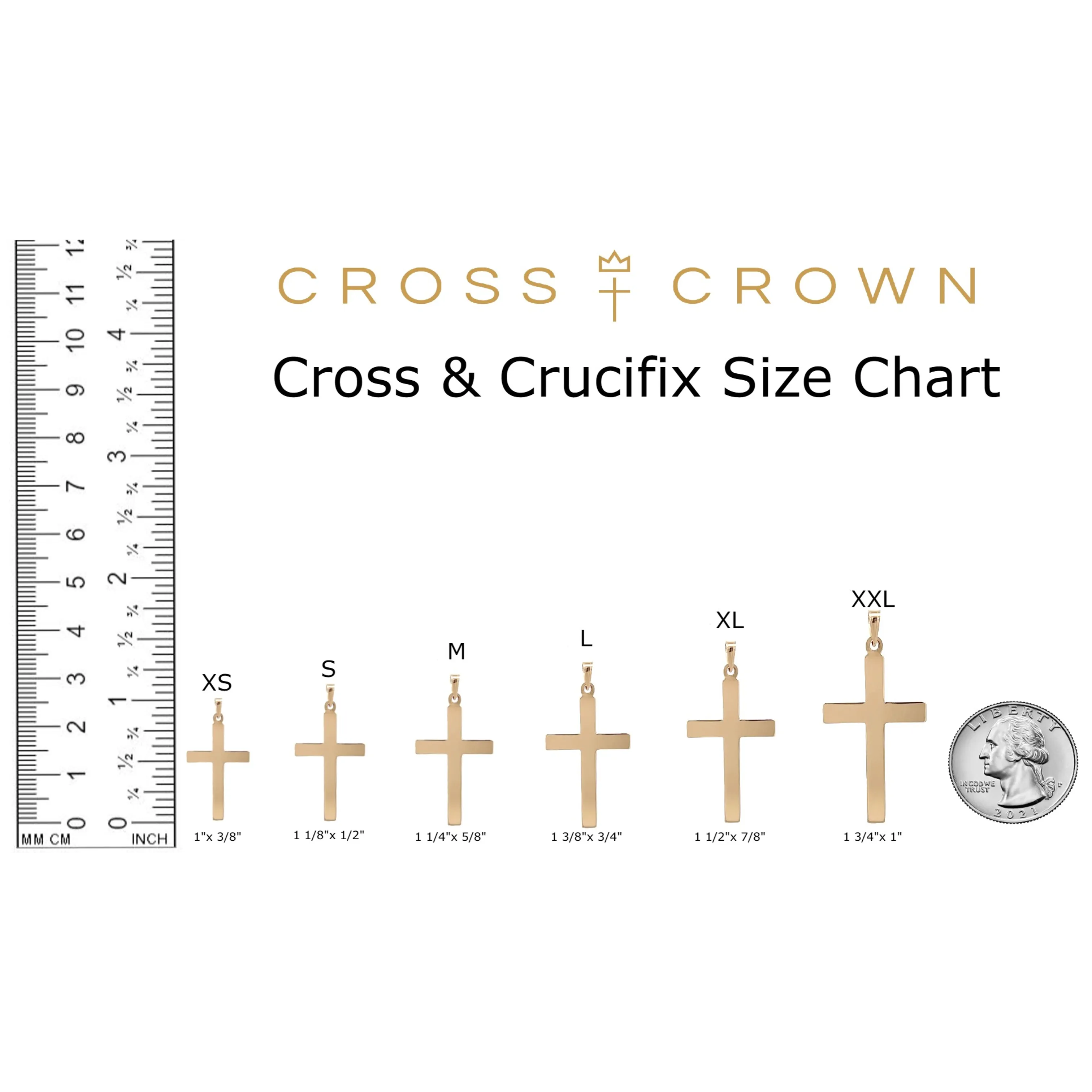 14K YELLOW GOLD ANGLED INRI CRUCIFIX PENDANT