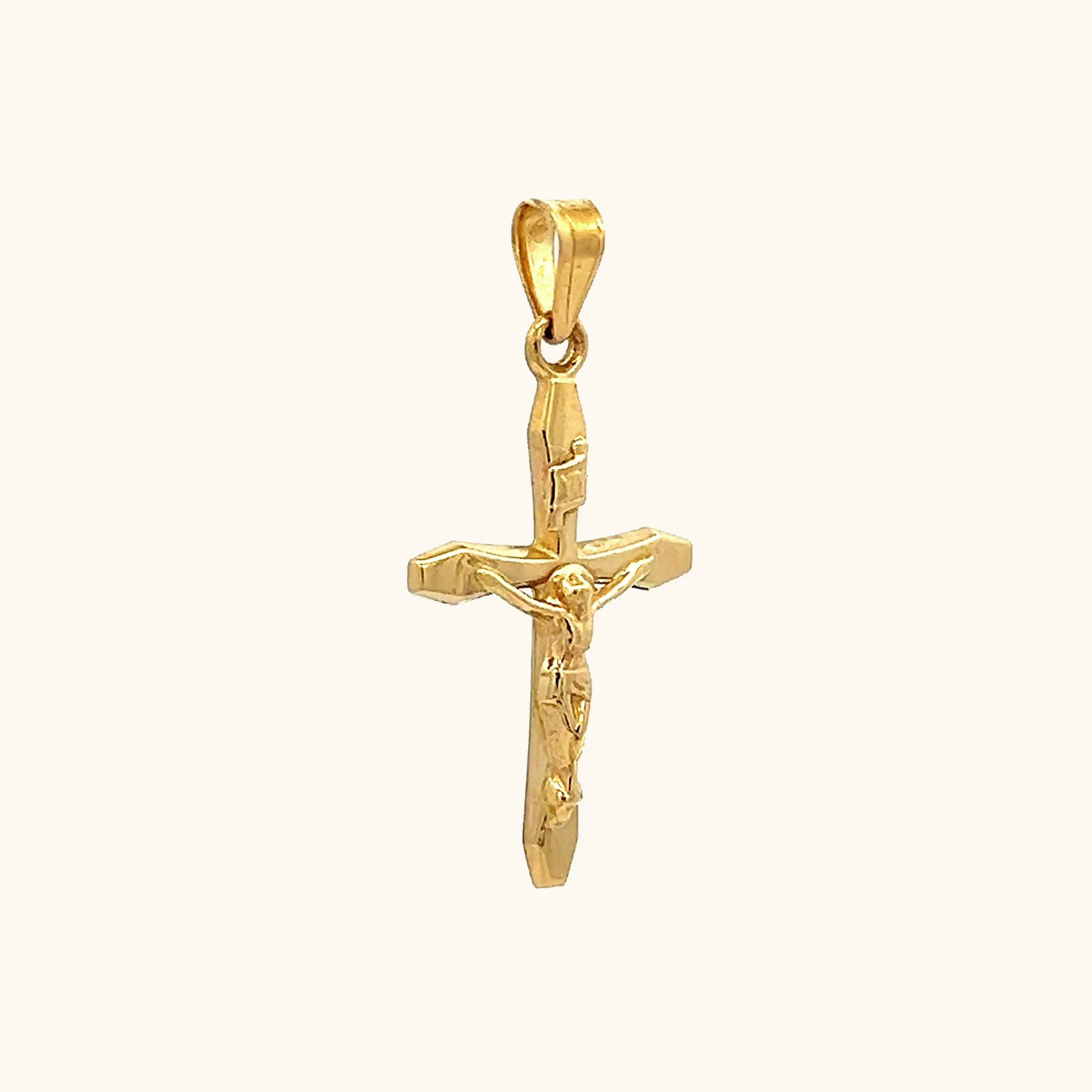 14K YELLOW GOLD SLIM INRI CRUCIFIX PENDANT