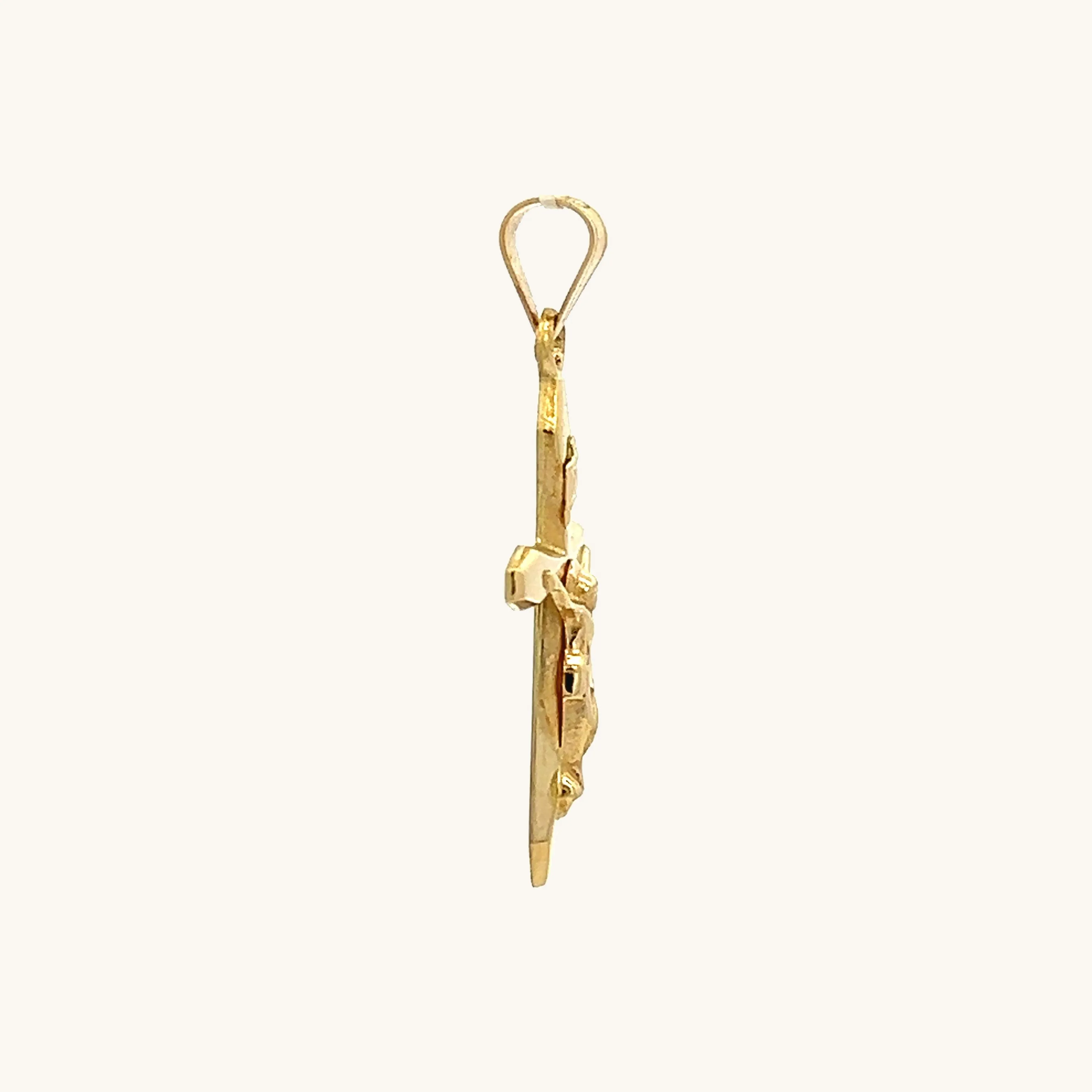 14K YELLOW GOLD SLIM INRI CRUCIFIX PENDANT