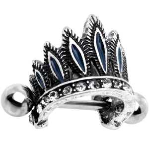 16 Gauge 1/4 Clear Gem Tribal Headdress Helix Cuff Cartilage Earring