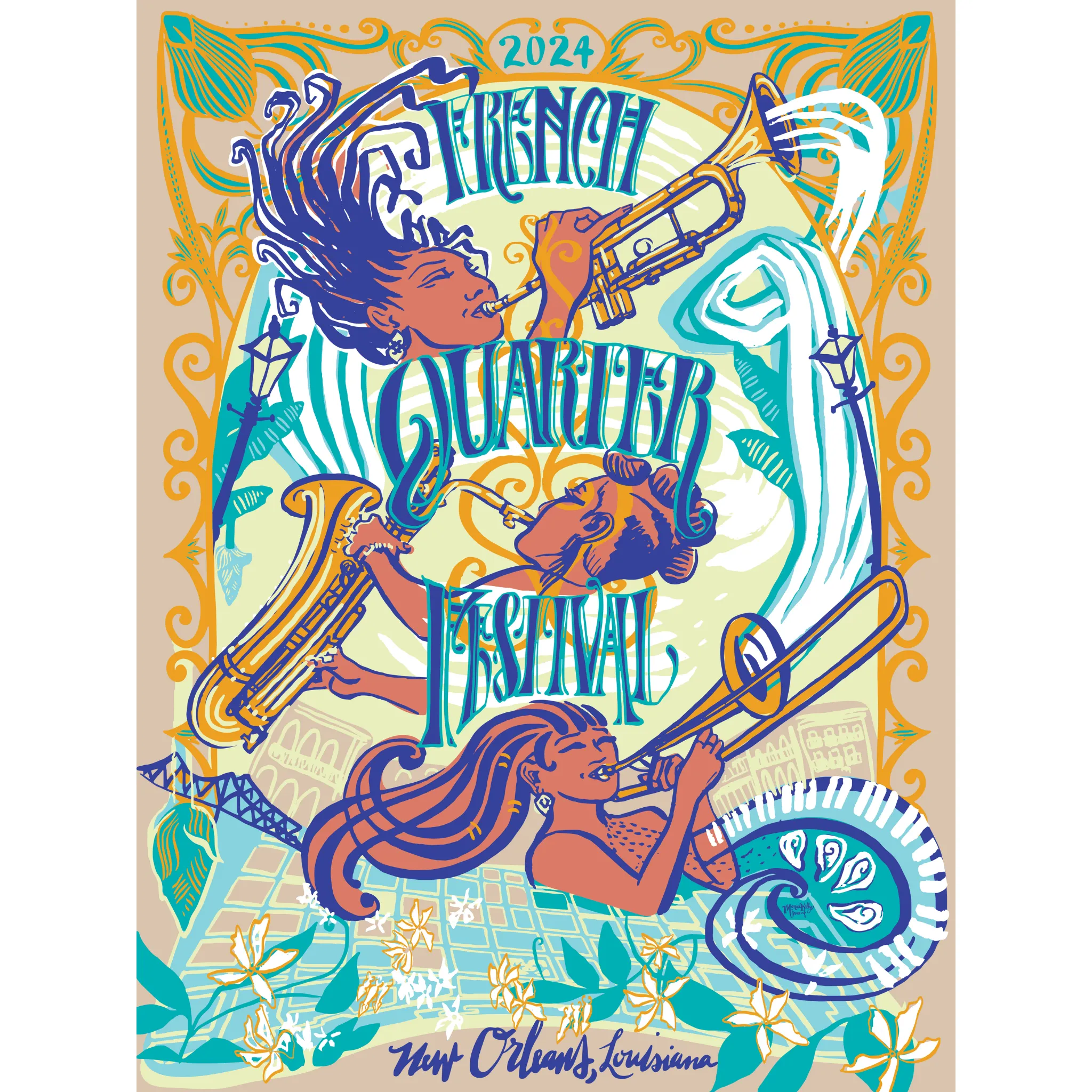 2024 French Quarter Festival Poster T-Shirt