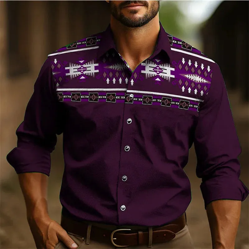 2024 Vintage Men's Ethnic Wear Western Shirt