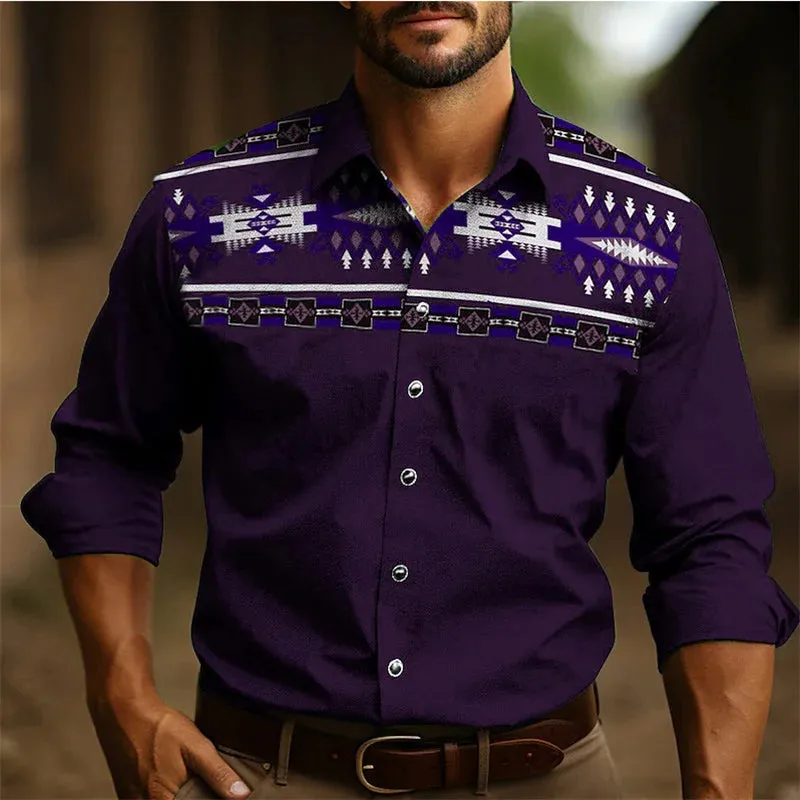 2024 Vintage Men's Ethnic Wear Western Shirt
