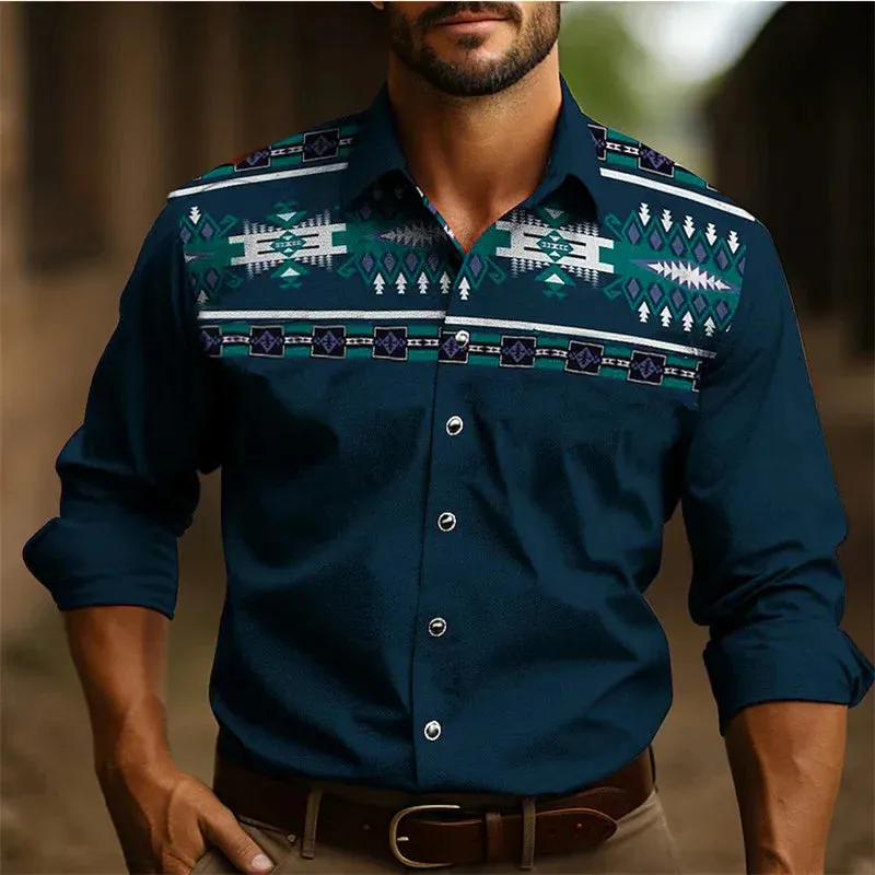 2024 Vintage Men's Ethnic Wear Western Shirt