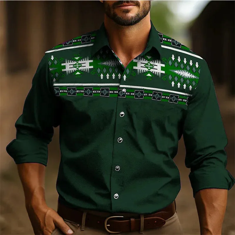 2024 Vintage Men's Ethnic Wear Western Shirt