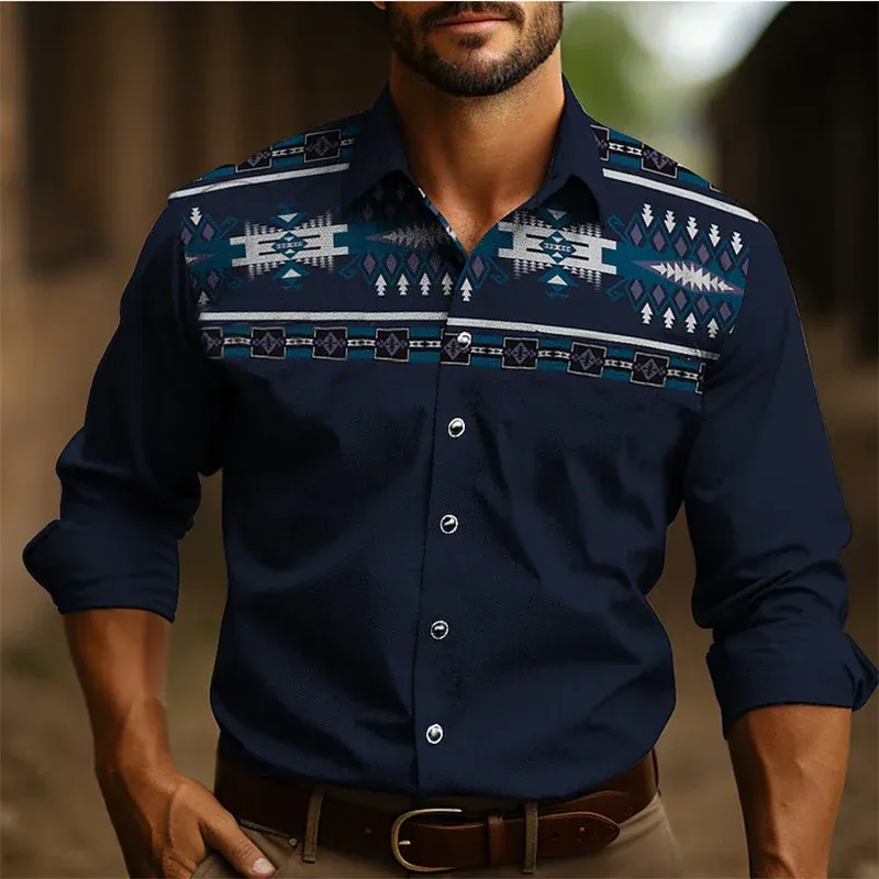 2024 Vintage Men's Ethnic Wear Western Shirt