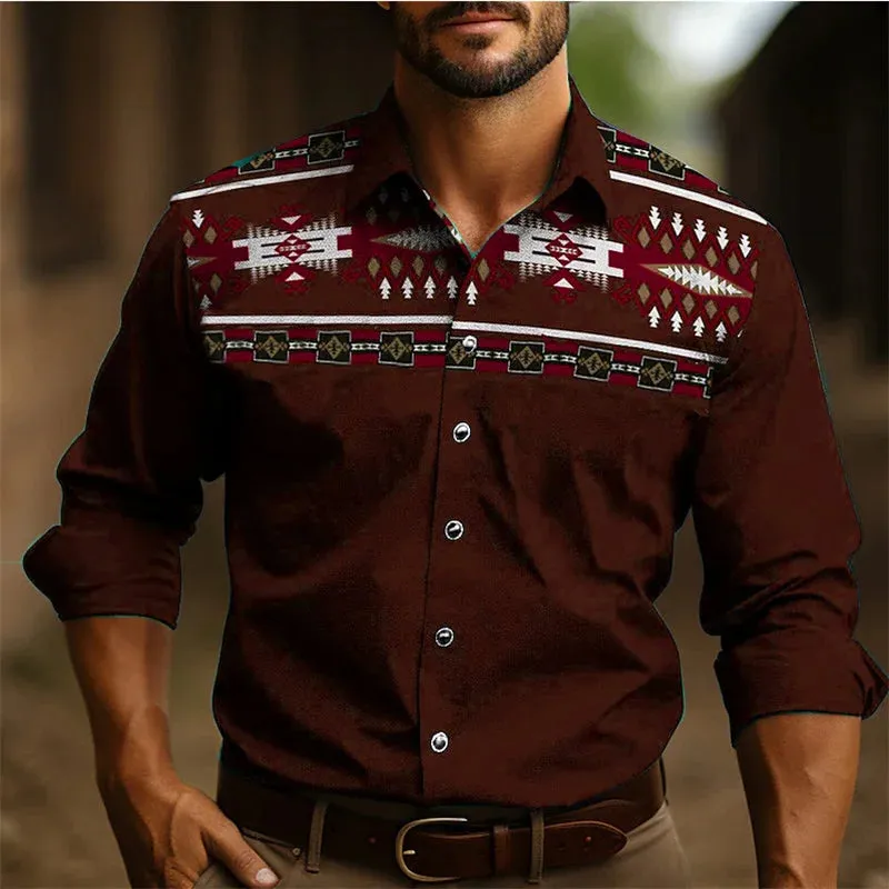 2024 Vintage Men's Ethnic Wear Western Shirt
