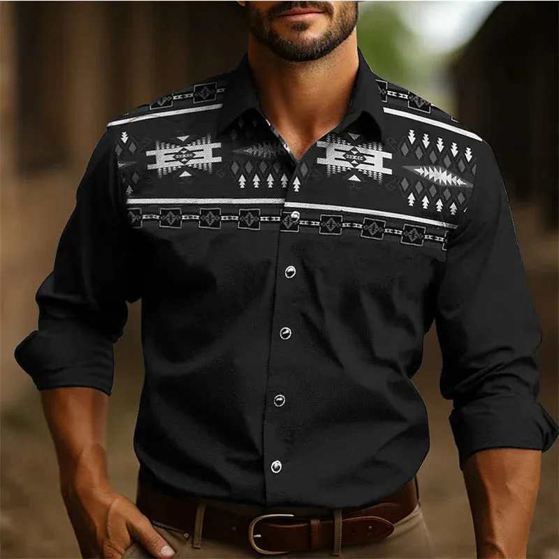 2024 Vintage Men's Ethnic Wear Western Shirt