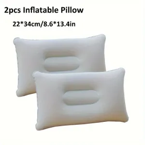 2pcs Inflatable Pillow, Travel Pillow, Flocked Pillow, For Lunch Nap, Outdoor Travel
