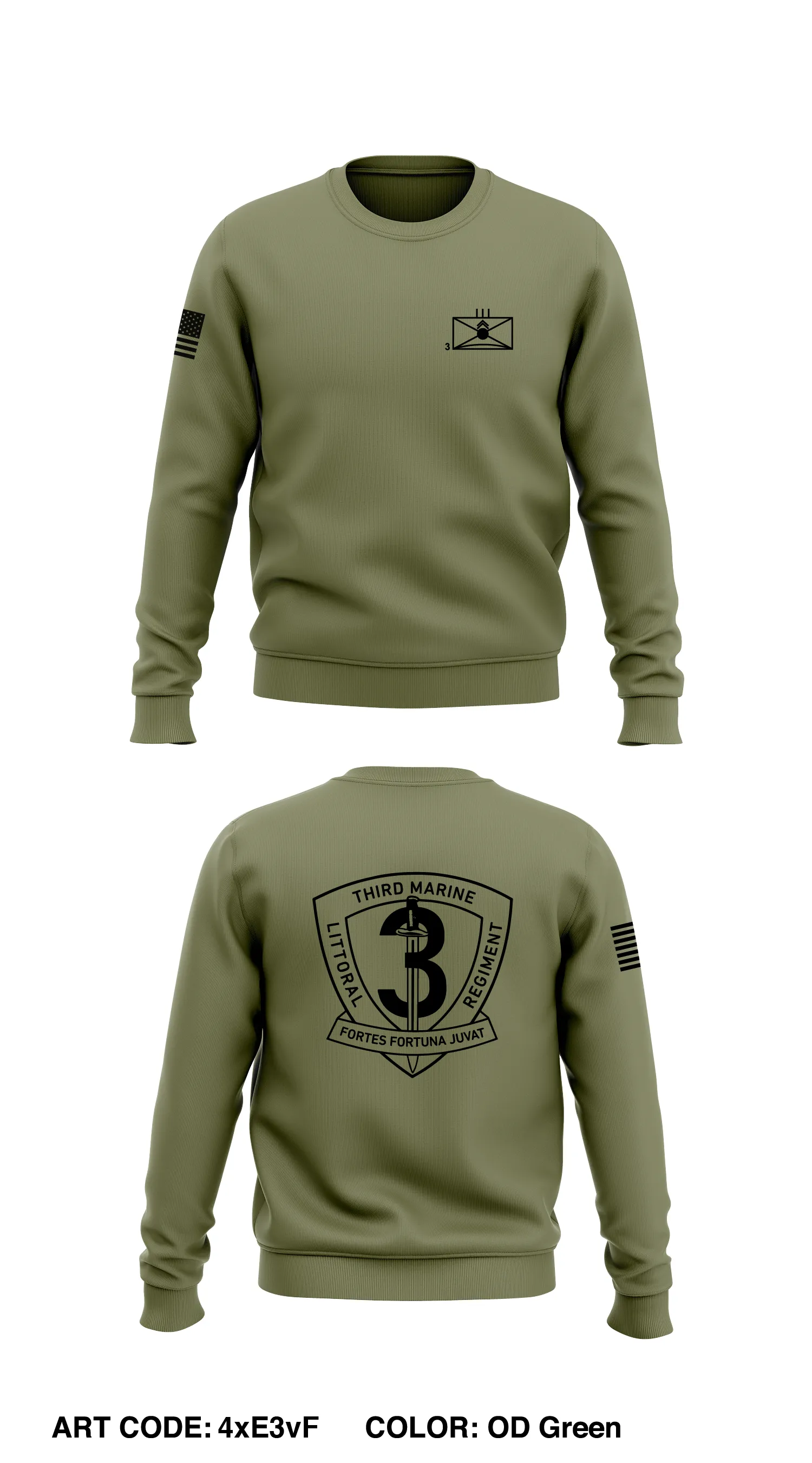 3D Marine Littoral Regiment Core Men's Crewneck Performance Sweatshirt - 4xE3vF