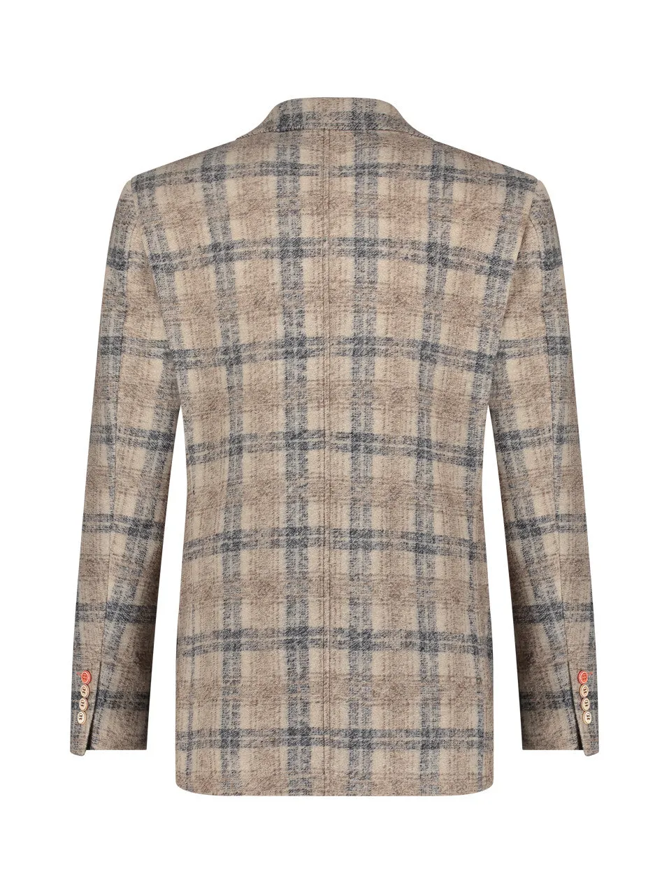 A Fish Named Fred - Wool Check Blazer - Beige Navy Plaid