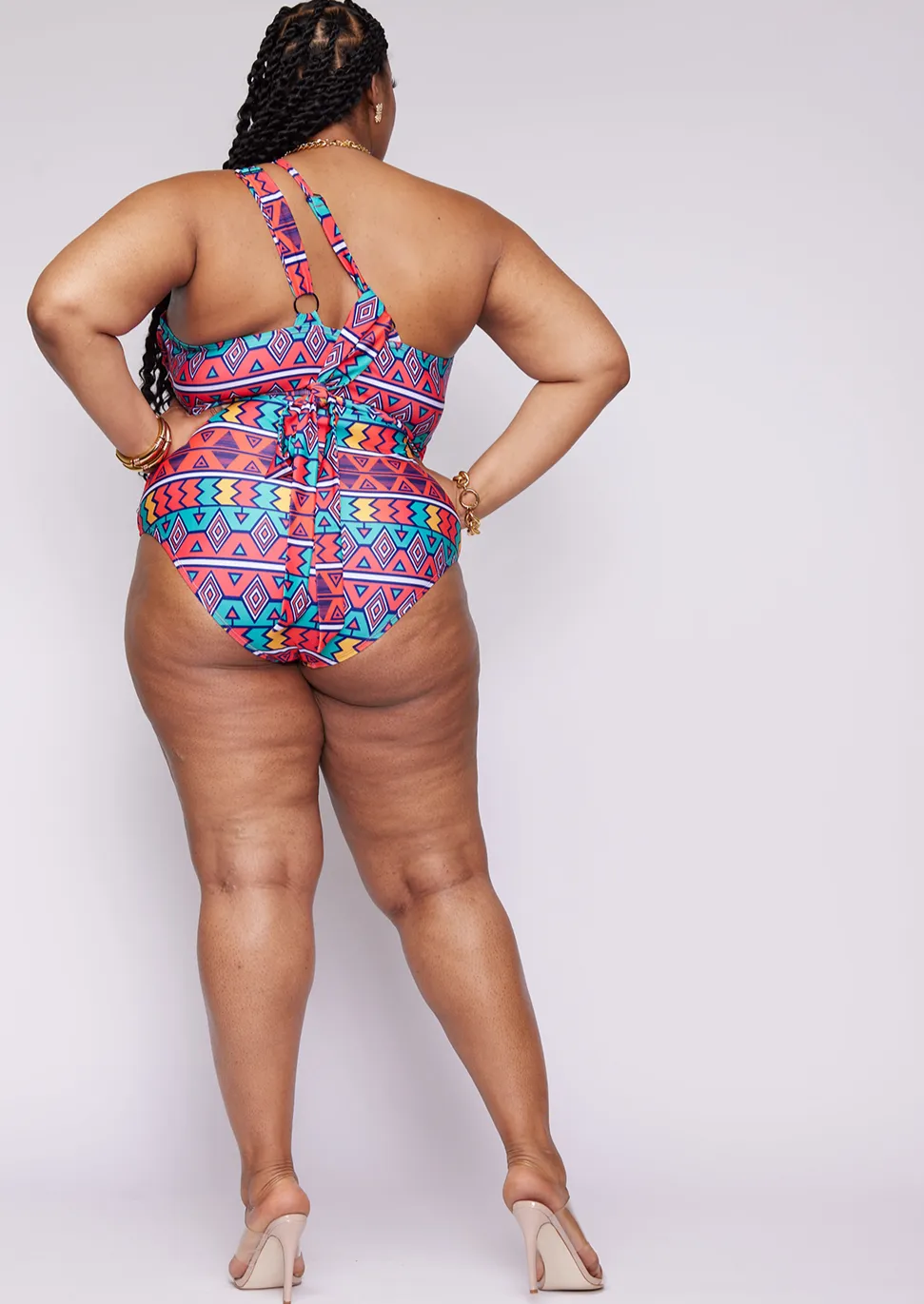 Adowa Women's African Print Swimsuit (Rainbow Tribal) - Clearance