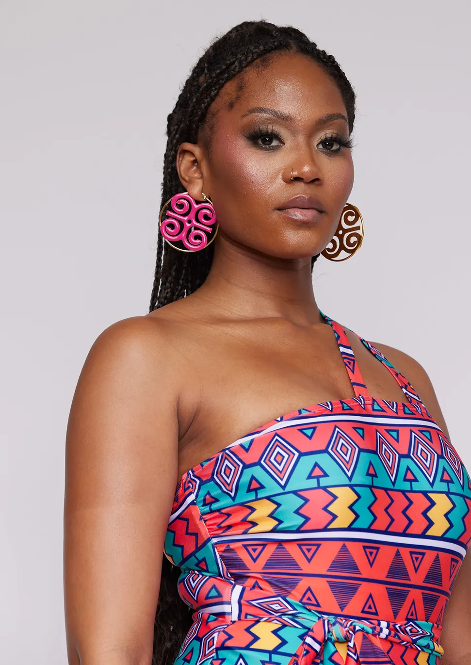 Adowa Women's African Print Swimsuit (Rainbow Tribal) - Clearance