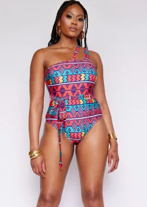 Adowa Women's African Print Swimsuit (Rainbow Tribal) - Clearance