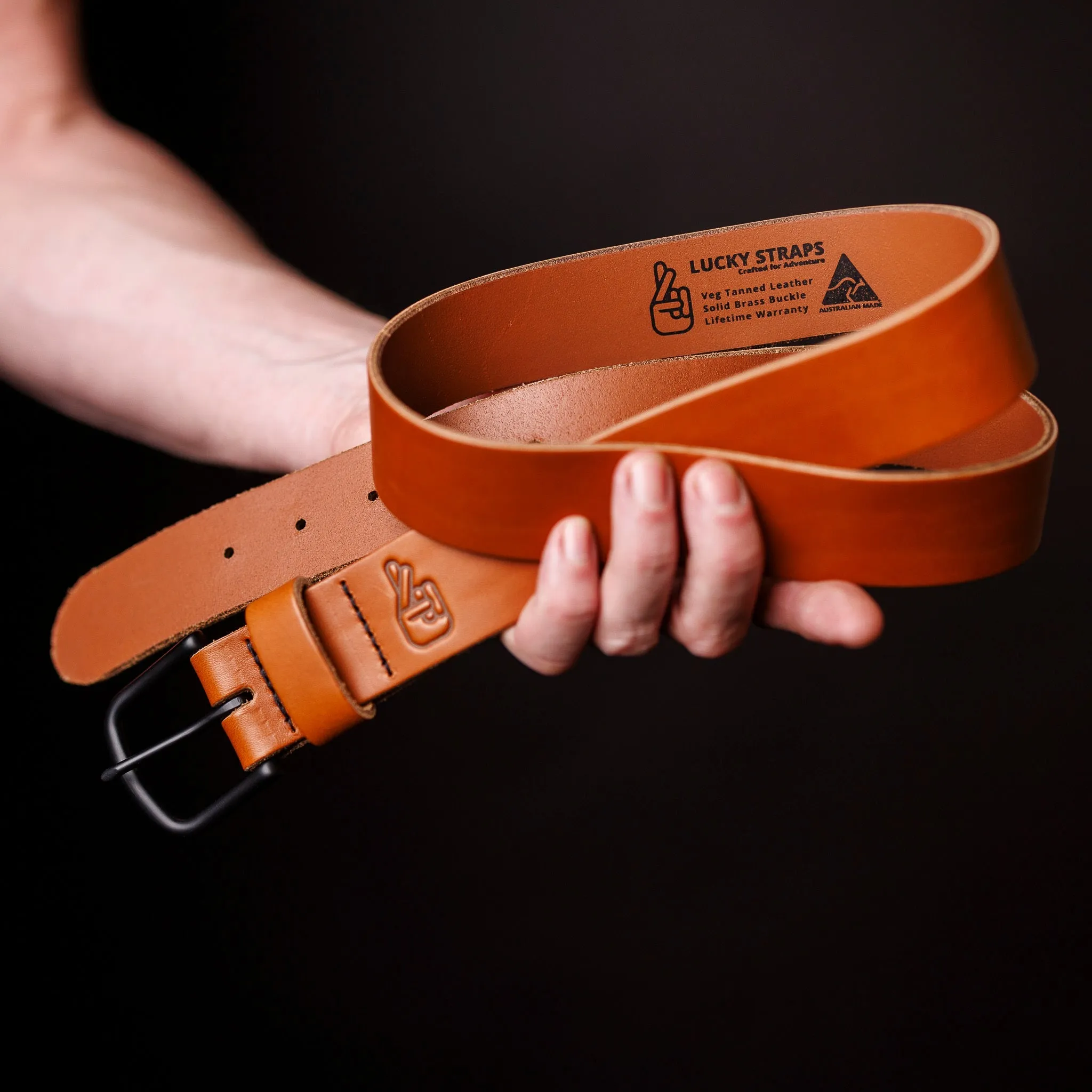 Adventure Leather Belt - Tan Black
