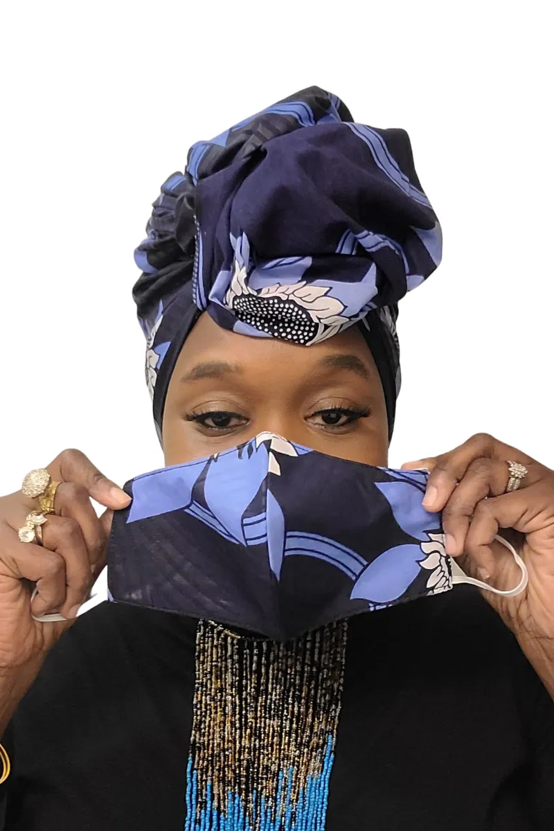 African Print Ankara Print Matching Mask Set Flower Bomb