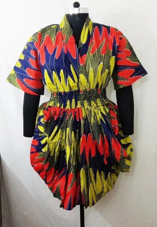 African Print Smock Waist Dress
