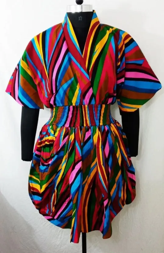 African Print Smock Waist Dress