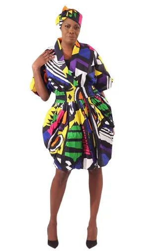 African Print Smock Waist Dress