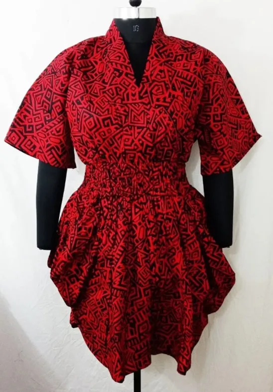 African Print Smock Waist Dress
