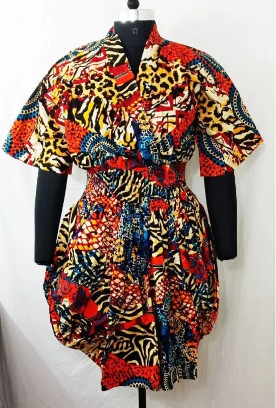 African Print Smock Waist Dress