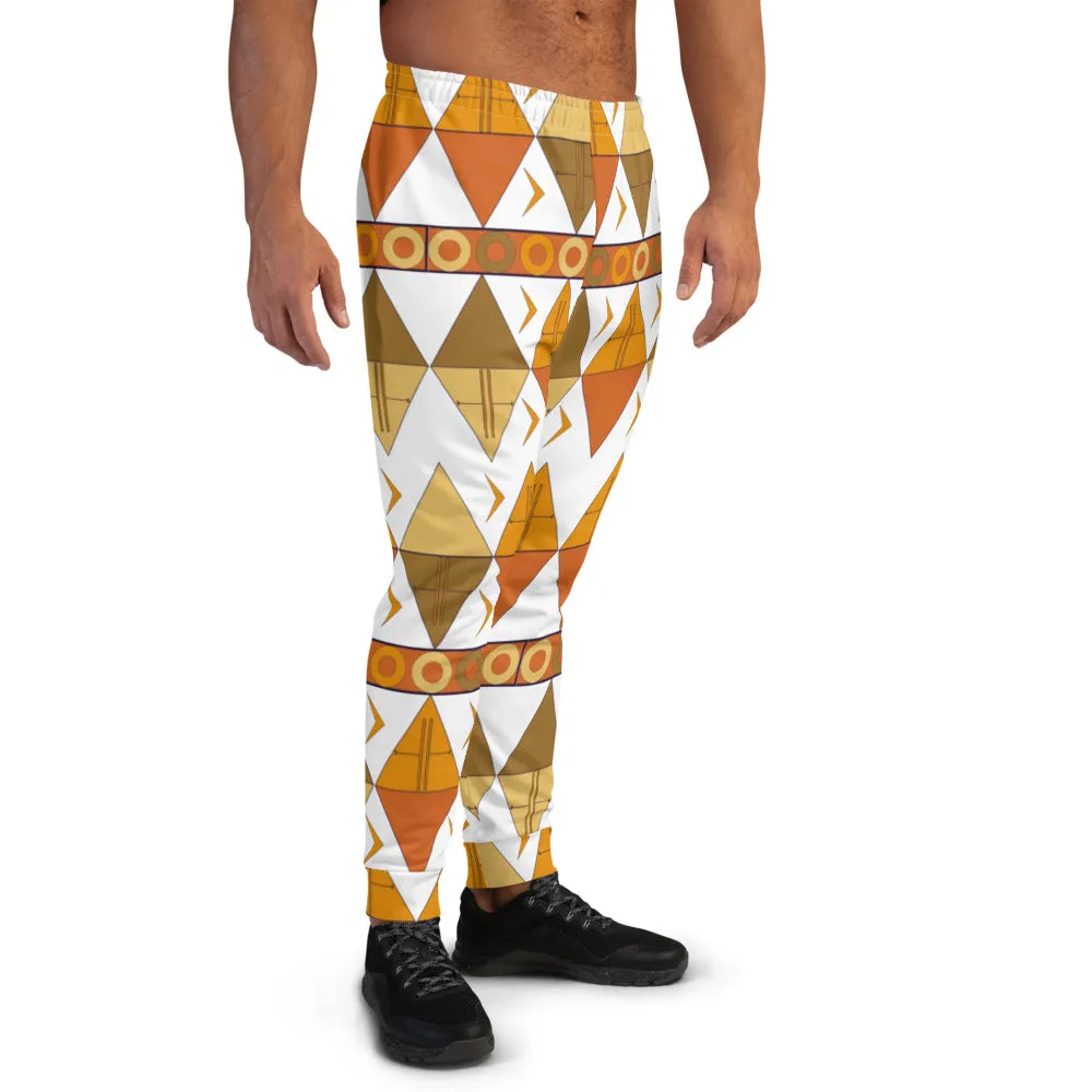 African Tribal Print Men's Joggers - Earthy/White