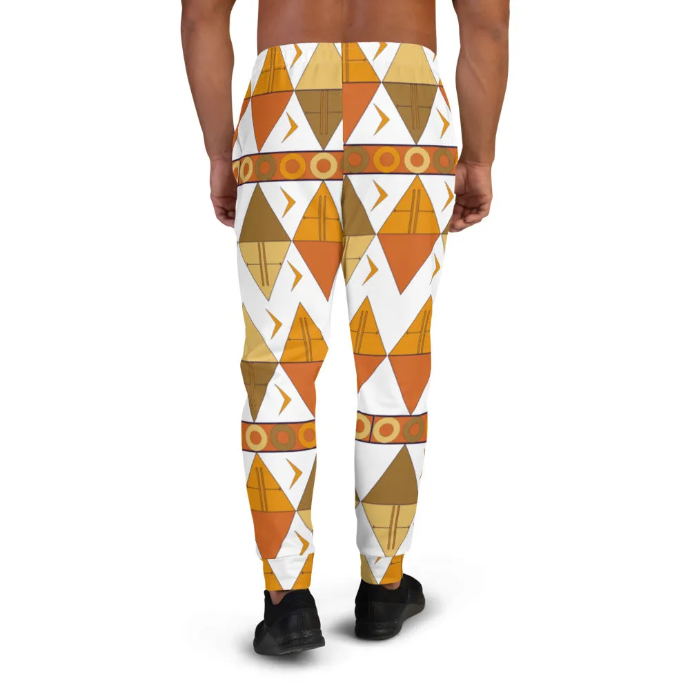African Tribal Print Men's Joggers - Earthy/White