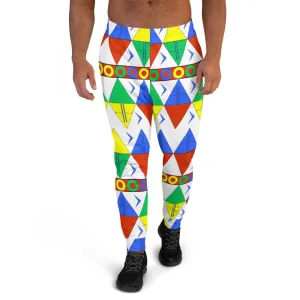 African Tribal Print Men's Joggers - South Africa/White