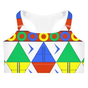 African Tribal Print Sports bra - South Africa/White