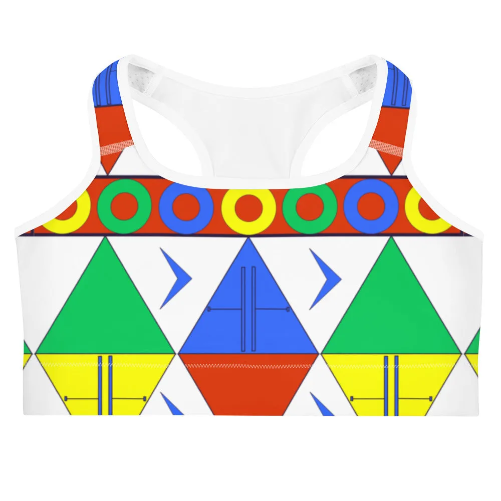 African Tribal Print Sports bra - South Africa/White