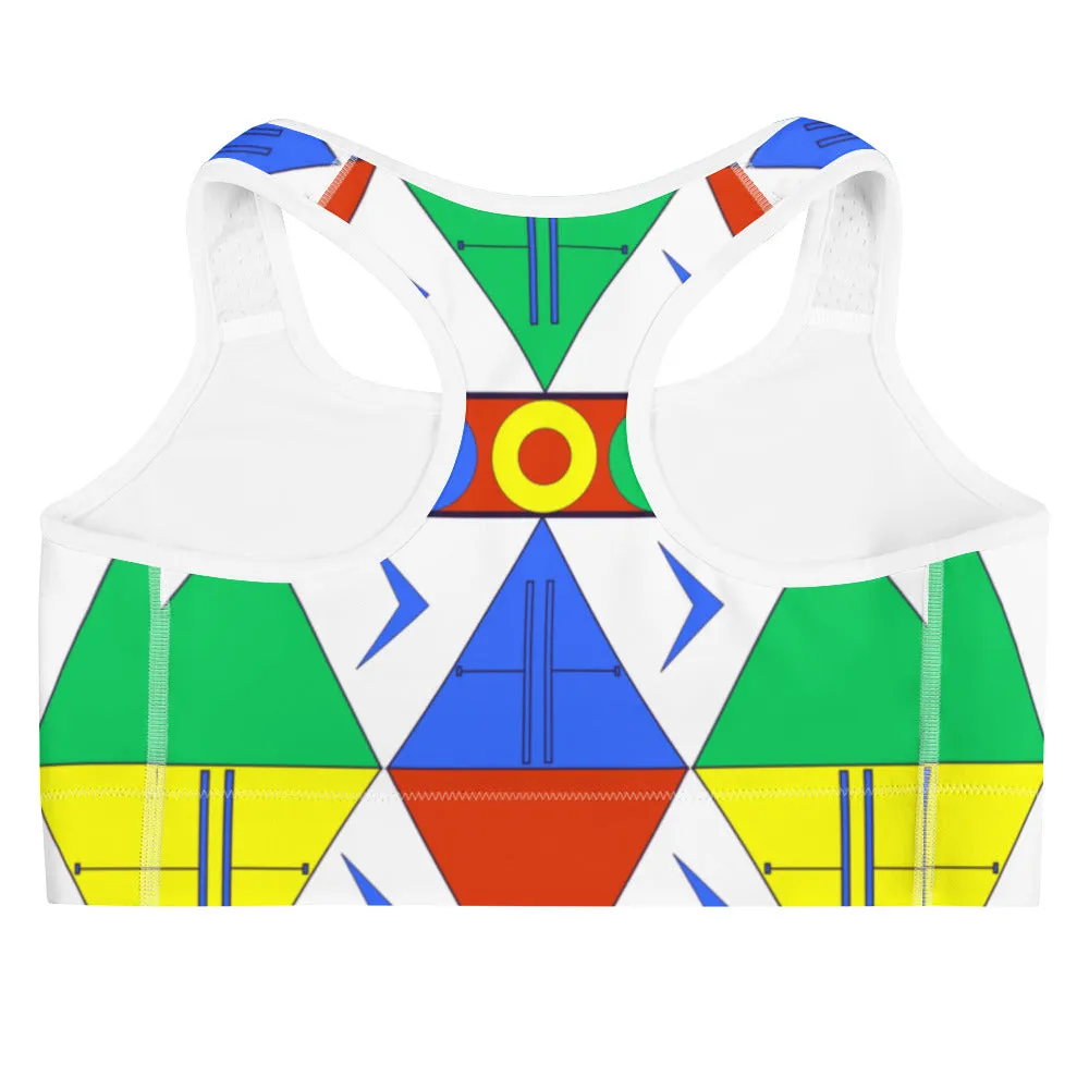 African Tribal Print Sports bra - South Africa/White