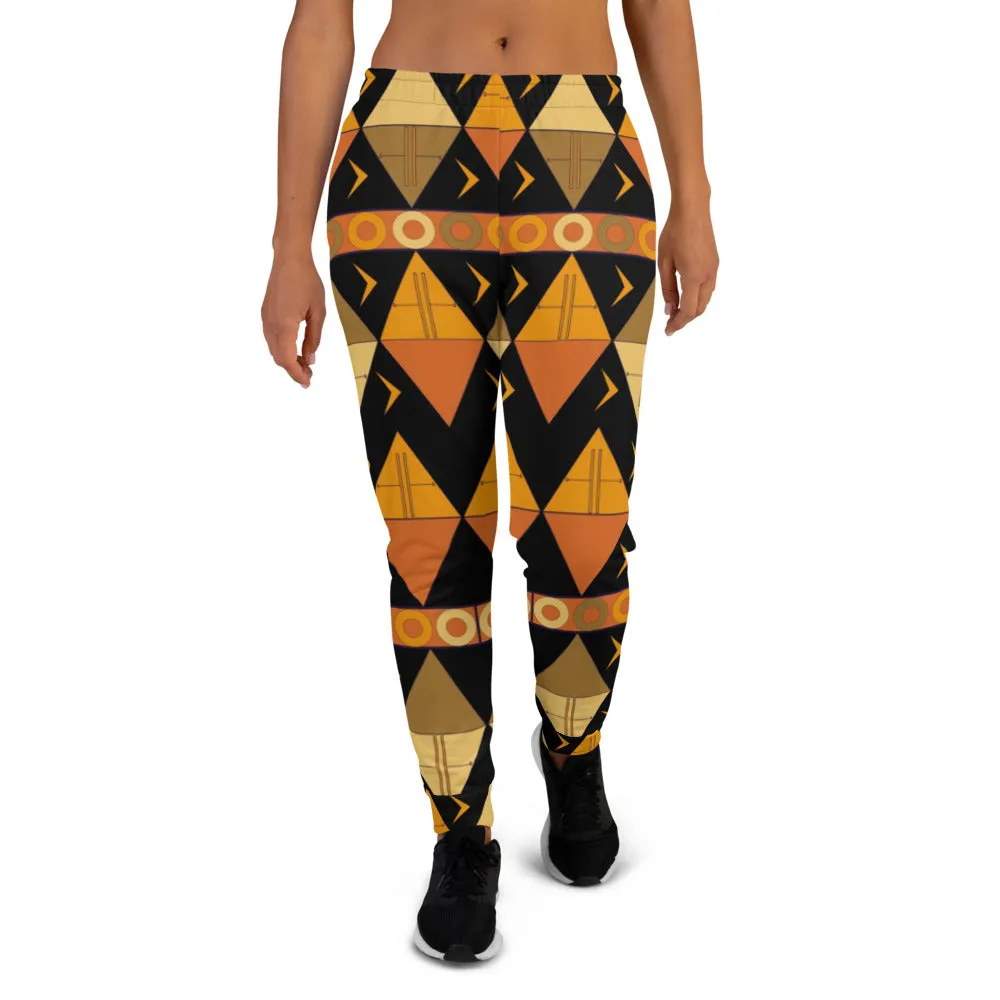 African Tribal Print Women's Joggers - Earthy