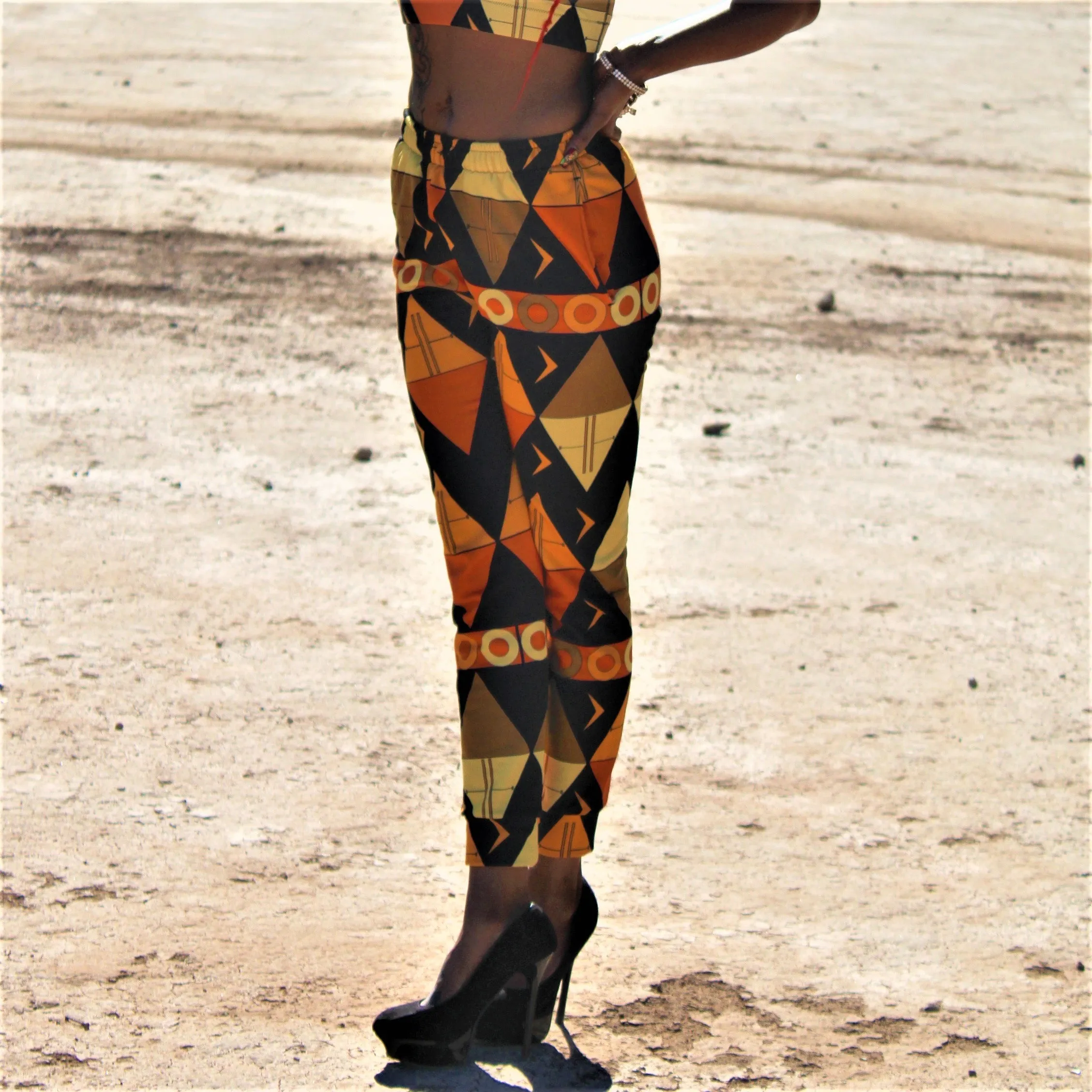 African Tribal Print Women's Joggers - Earthy