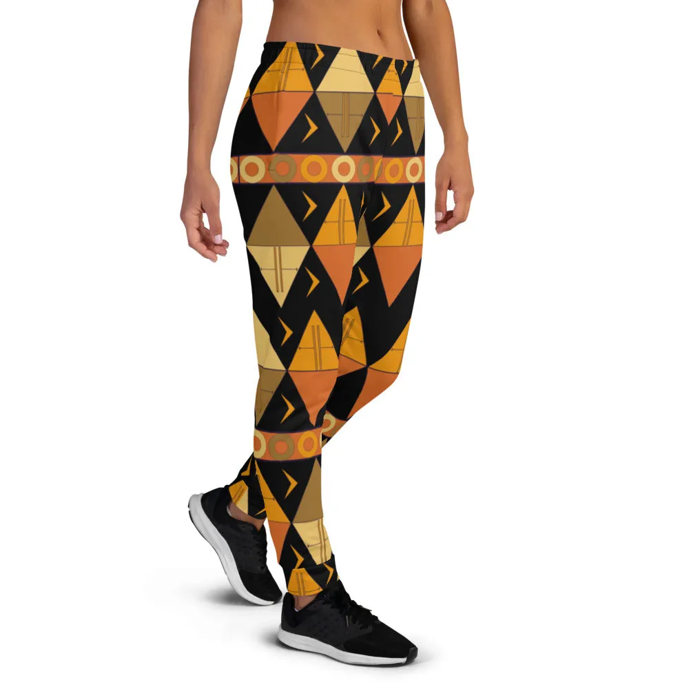 African Tribal Print Women's Joggers - Earthy