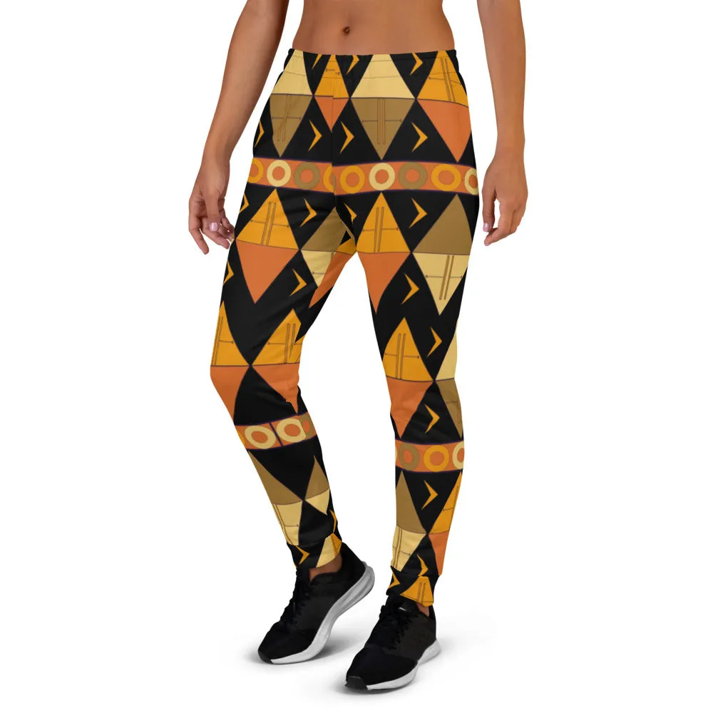 African Tribal Print Women's Joggers - Earthy