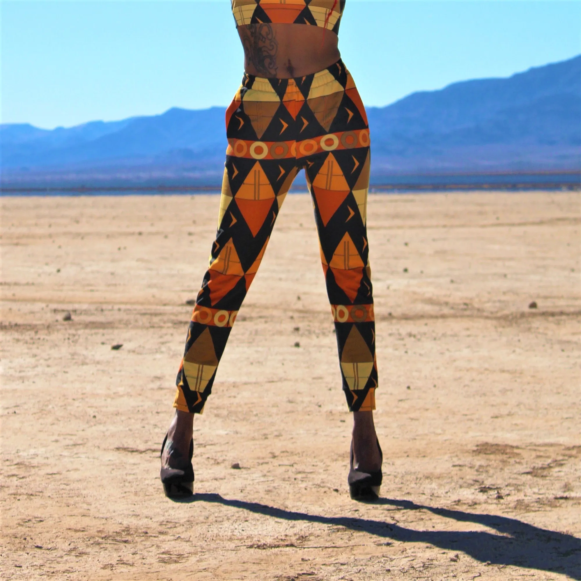 African Tribal Print Women's Joggers - Earthy