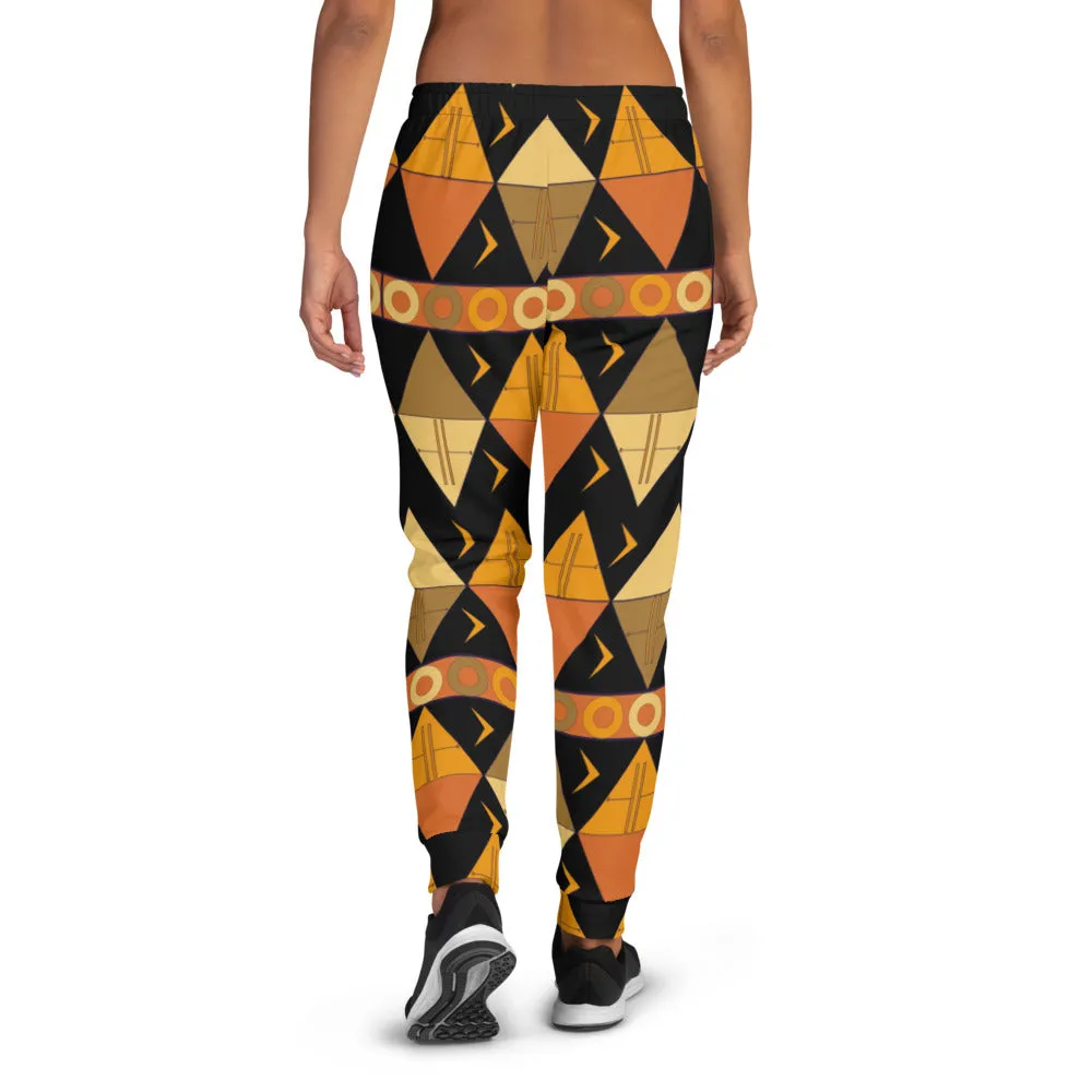African Tribal Print Women's Joggers - Earthy