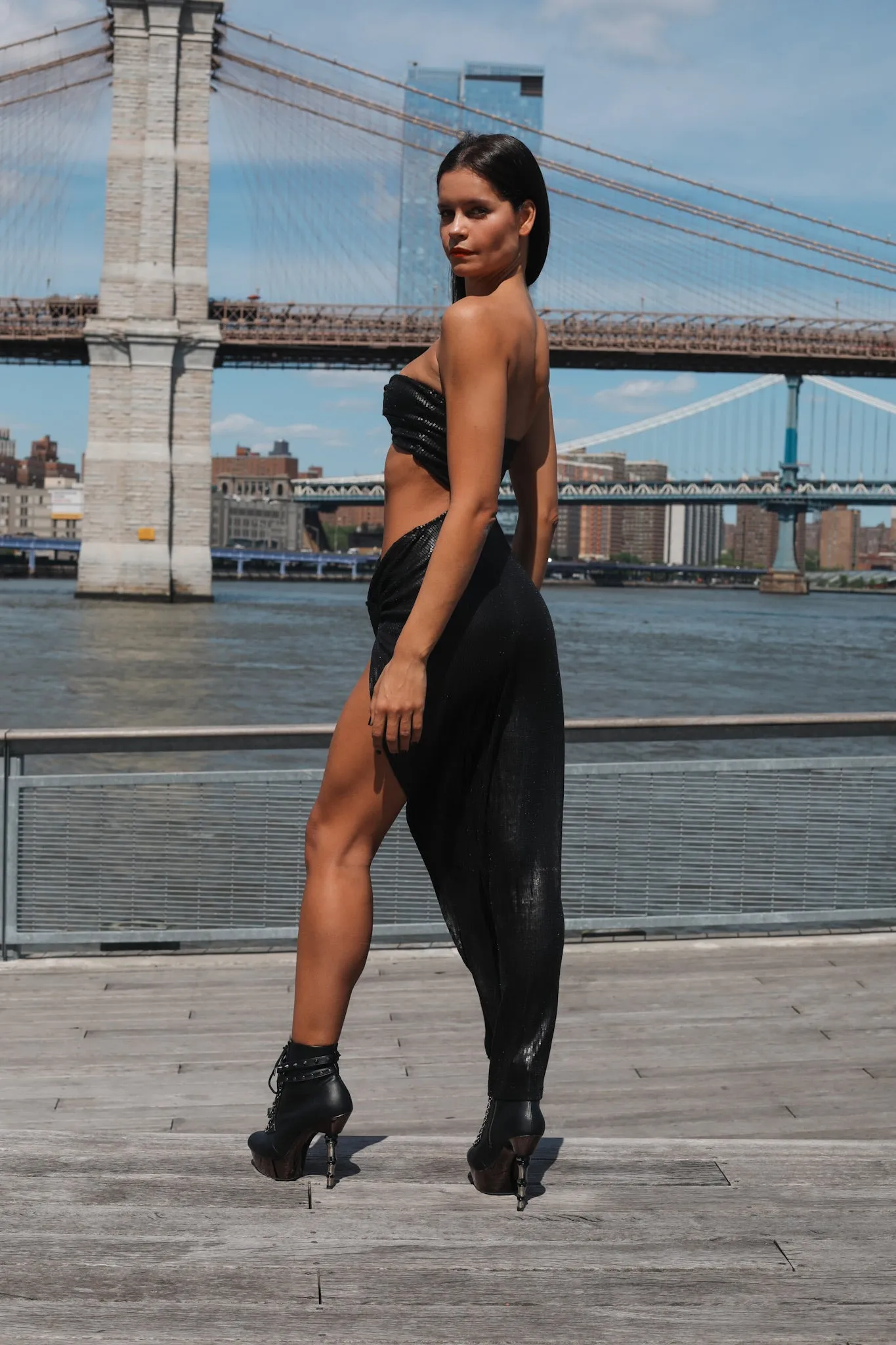 Anthurium Nero Black Sequin Dress