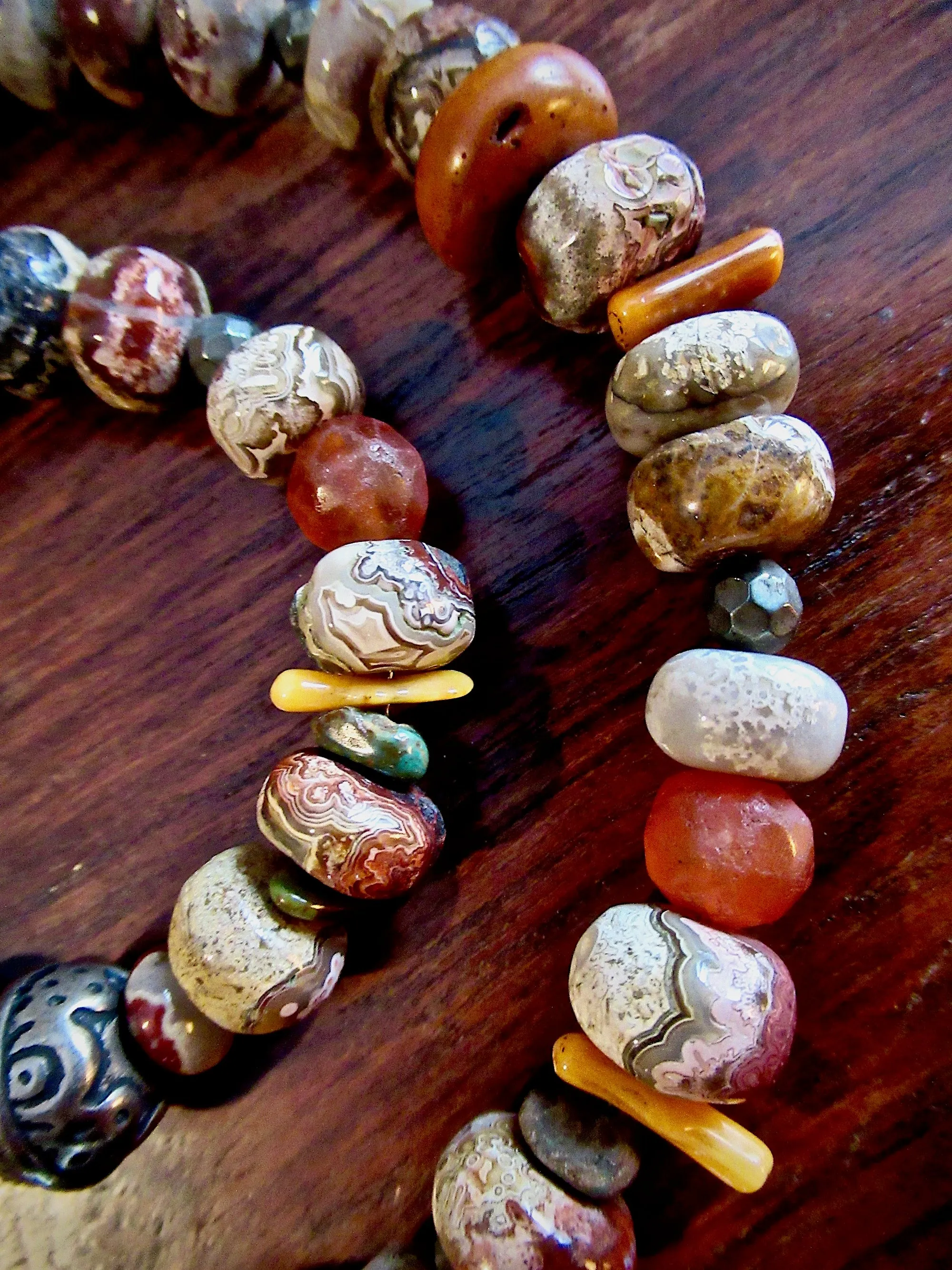 Autumn Jasper Necklace with Pipestone Feather Pendant