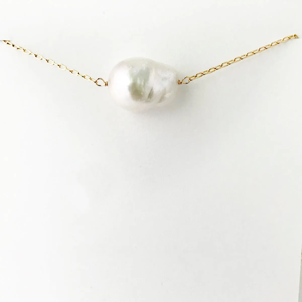 Baroque Pearl Simple Gold Necklace