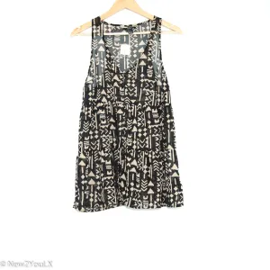 Black & Tan Sheer Button-Up Tank (Forever 21)