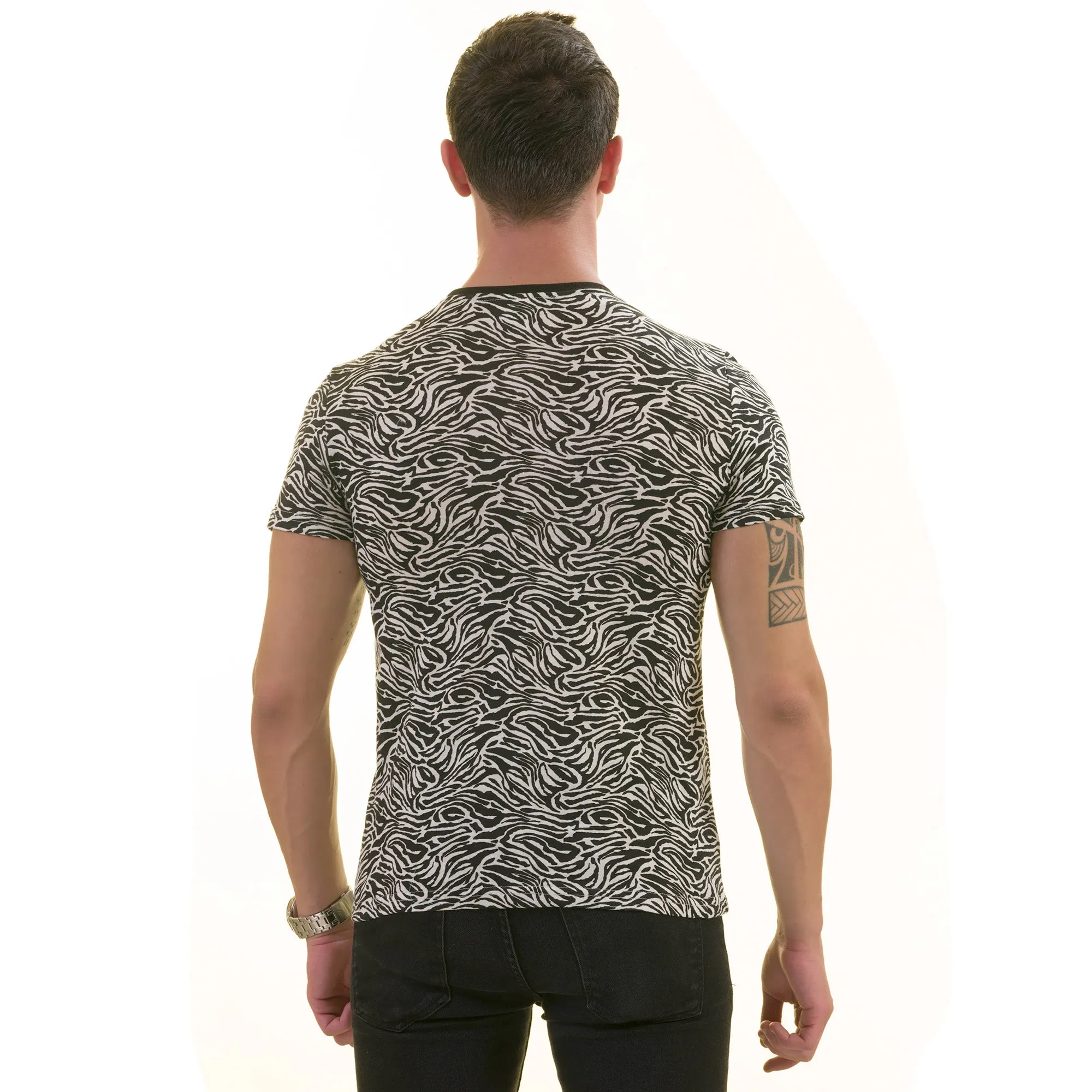 Black White Zebra European Made Premium Quality T-Shirt - Crew Neck Short Sleeve T-Shirts
