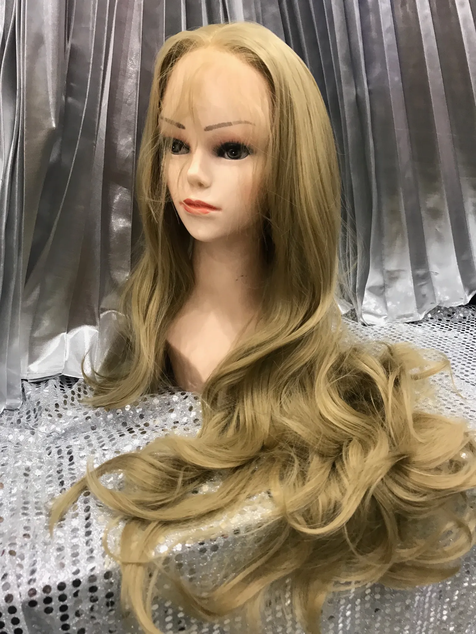 Blond 24"Heat Resistant lace Front Wig With Baby Hairs