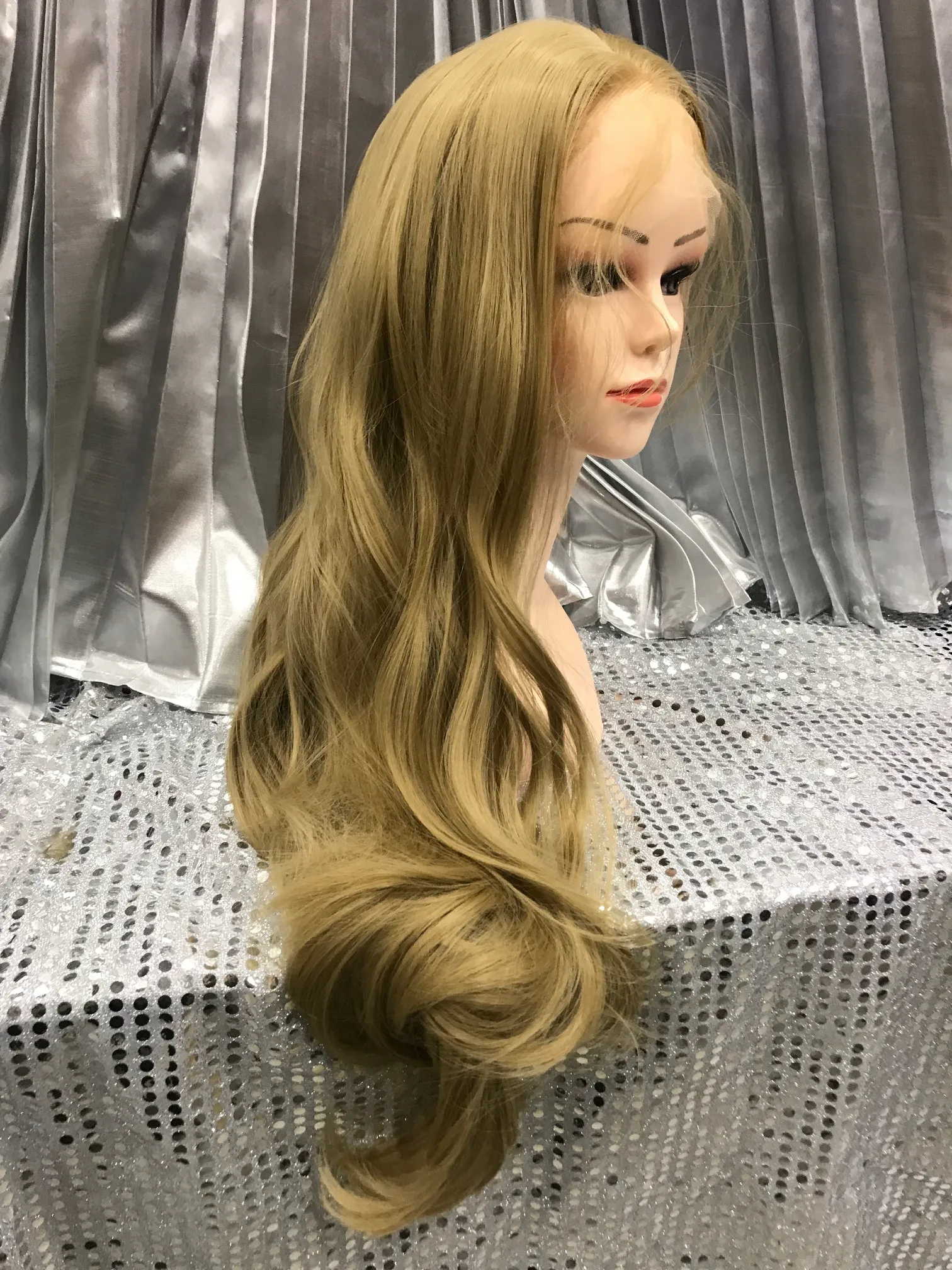 Blond 24"Heat Resistant lace Front Wig With Baby Hairs