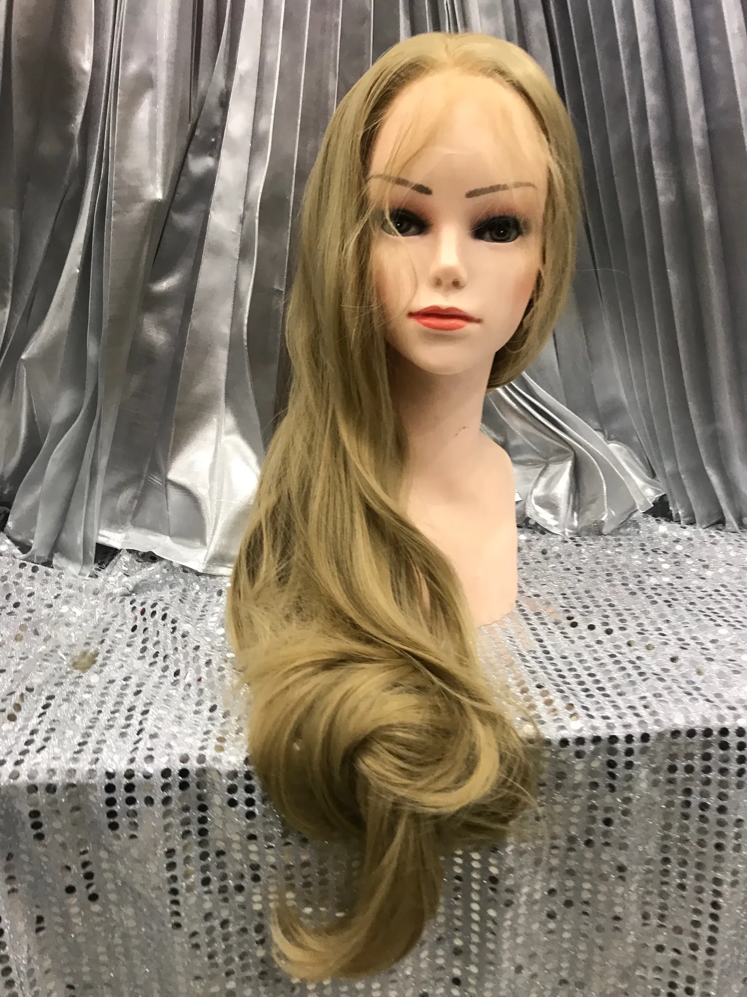 Blond 24"Heat Resistant lace Front Wig With Baby Hairs