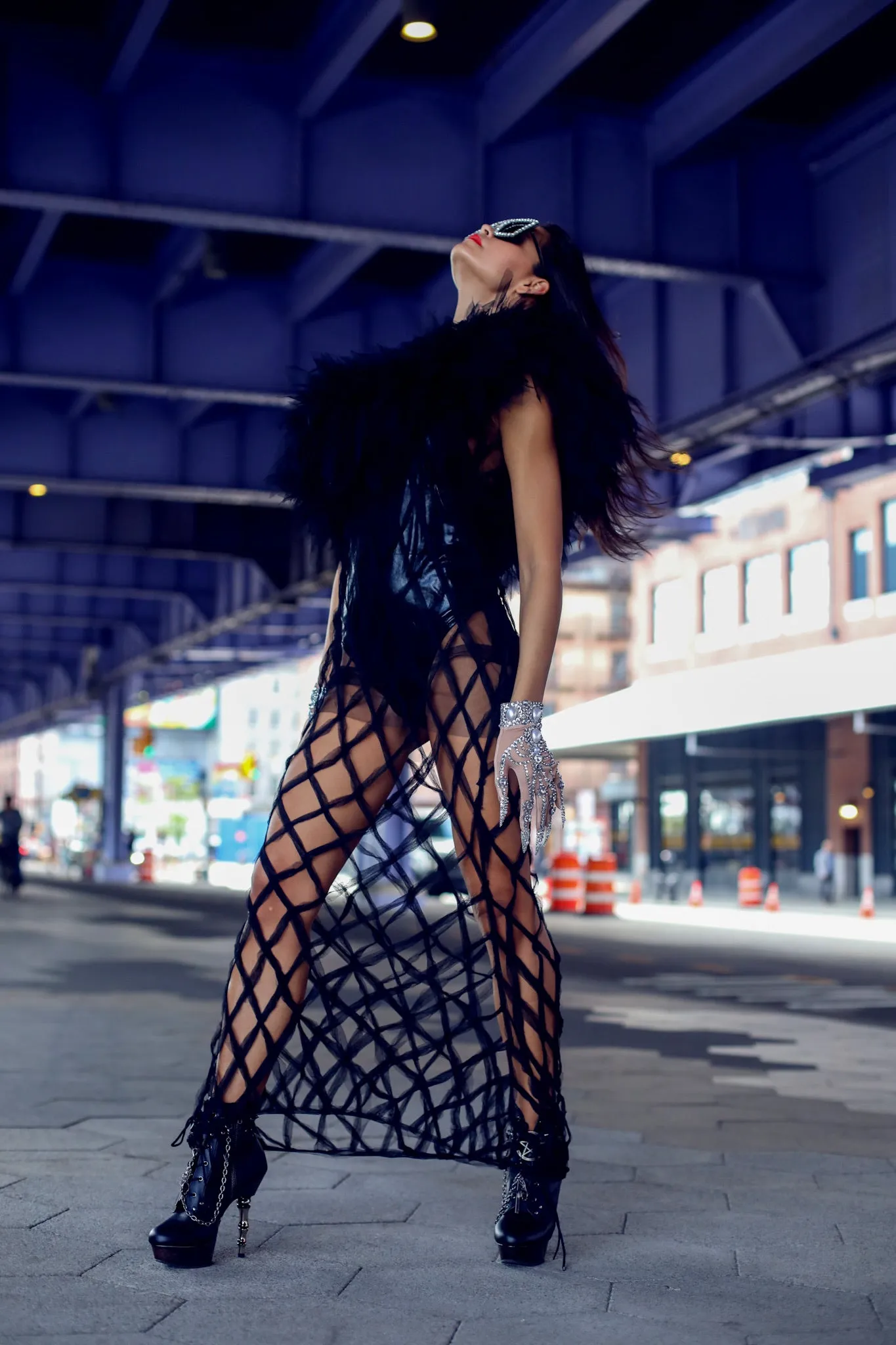 Bohemian Black Violet Tulle Black Dress