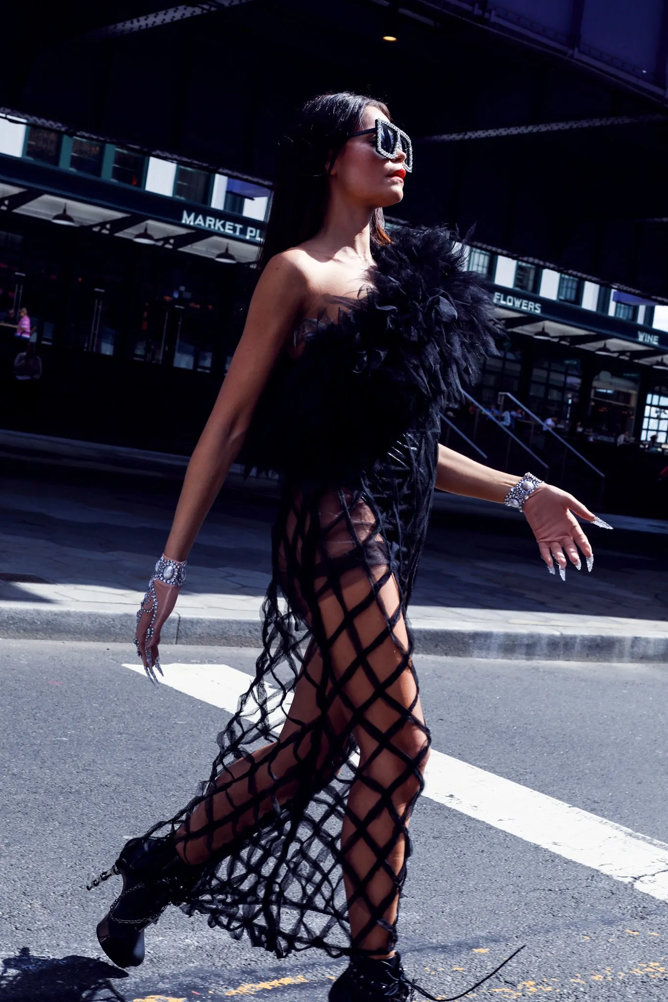 Bohemian Black Violet Tulle Black Dress