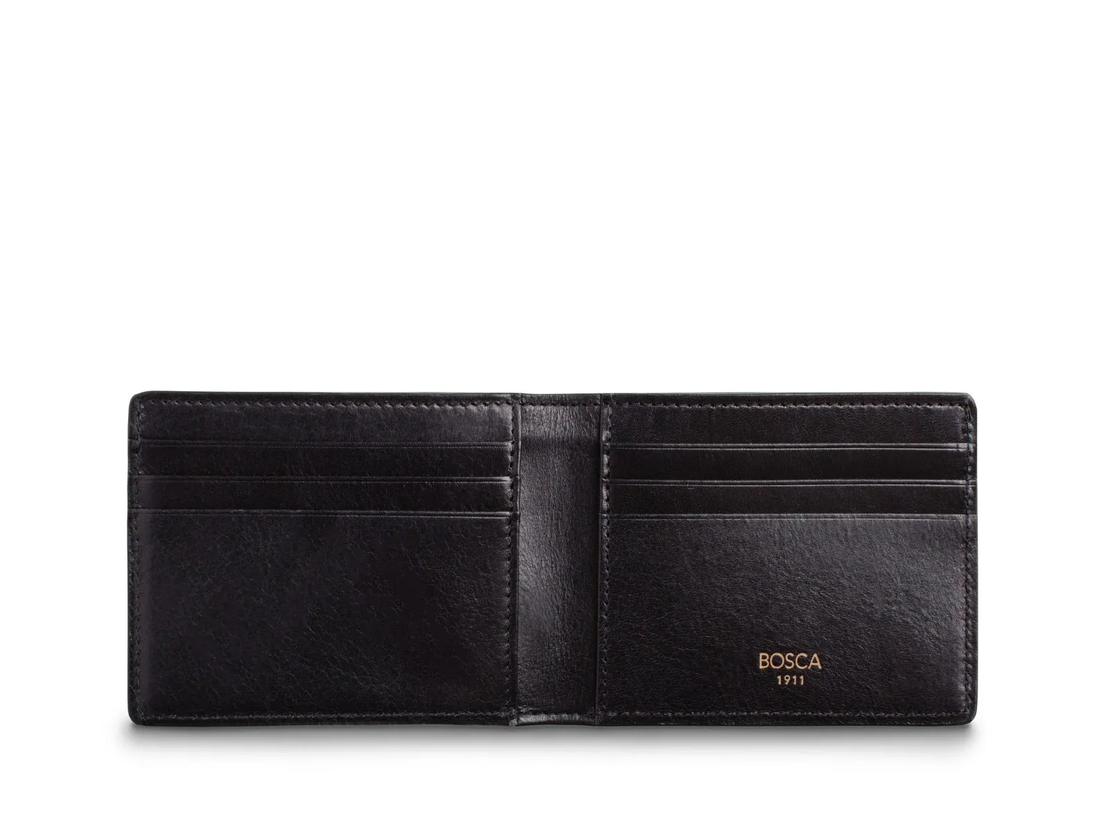 Bosca - Small Leather Bifold Wallet- Black