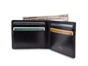 Bosca - Small Leather Bifold Wallet- Black
